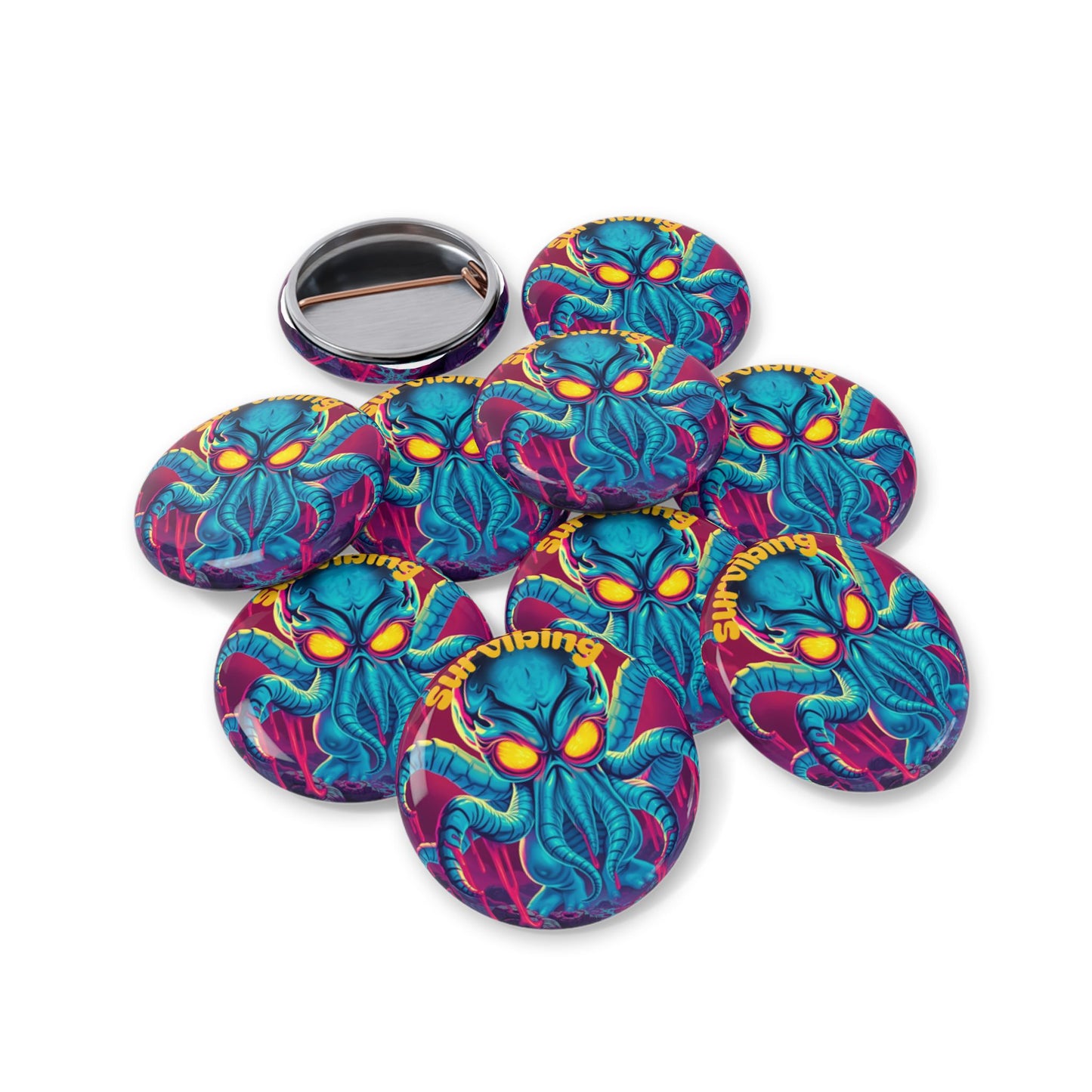 Cthulhu Retro Round Pin