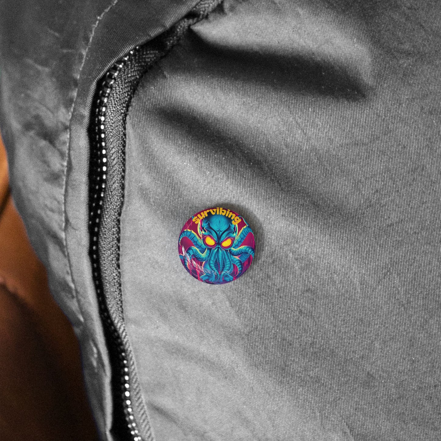 Cthulhu Retro Round Pin