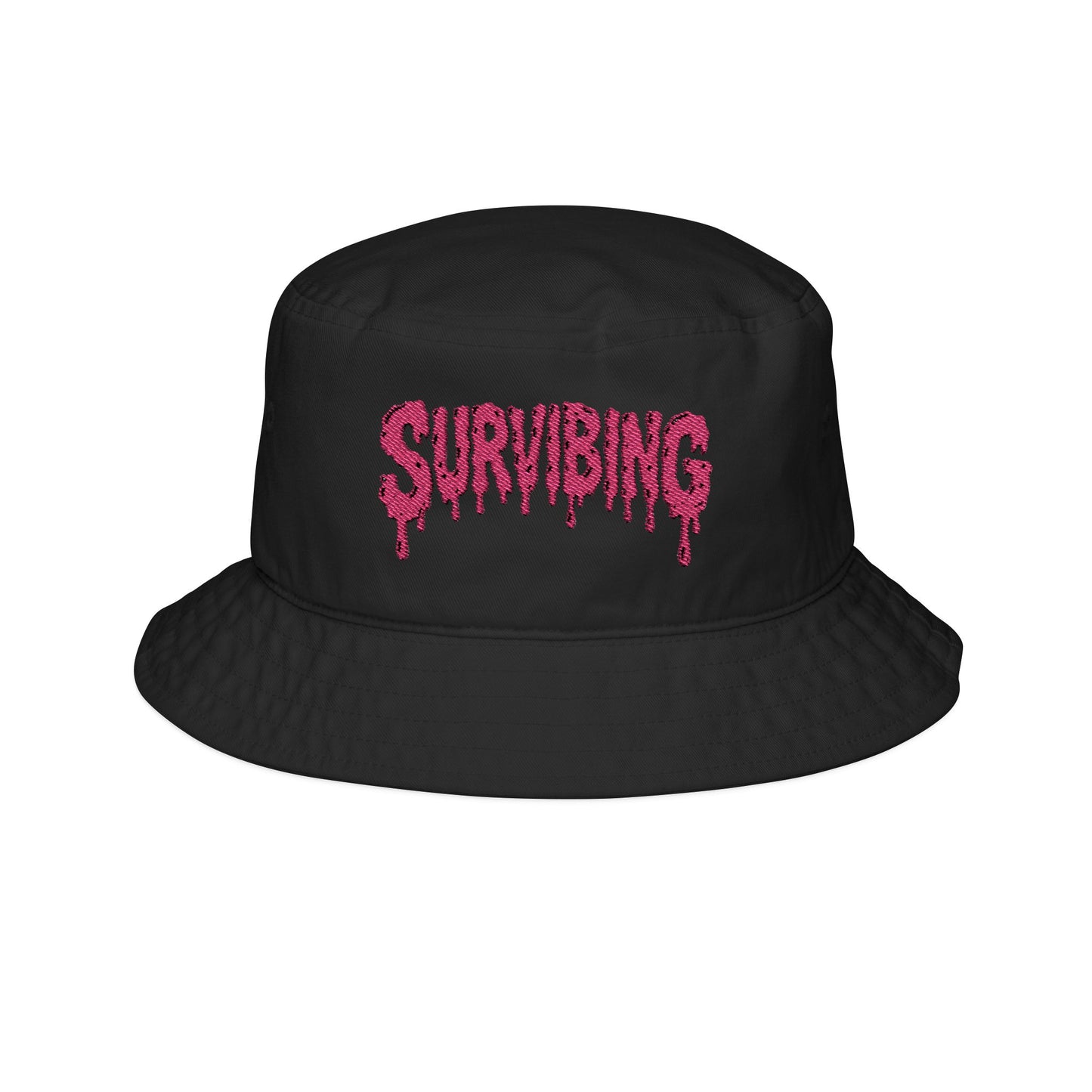 Survibing Pink Embroidered Bucket Hat for Casual Style