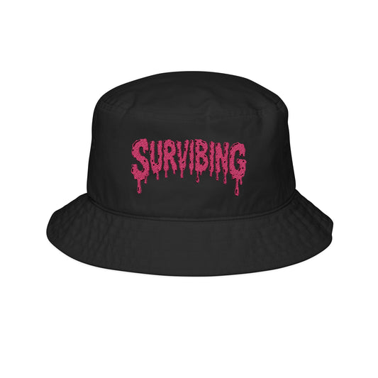 Survibing Pink Embroidered Bucket Hat for Casual Style