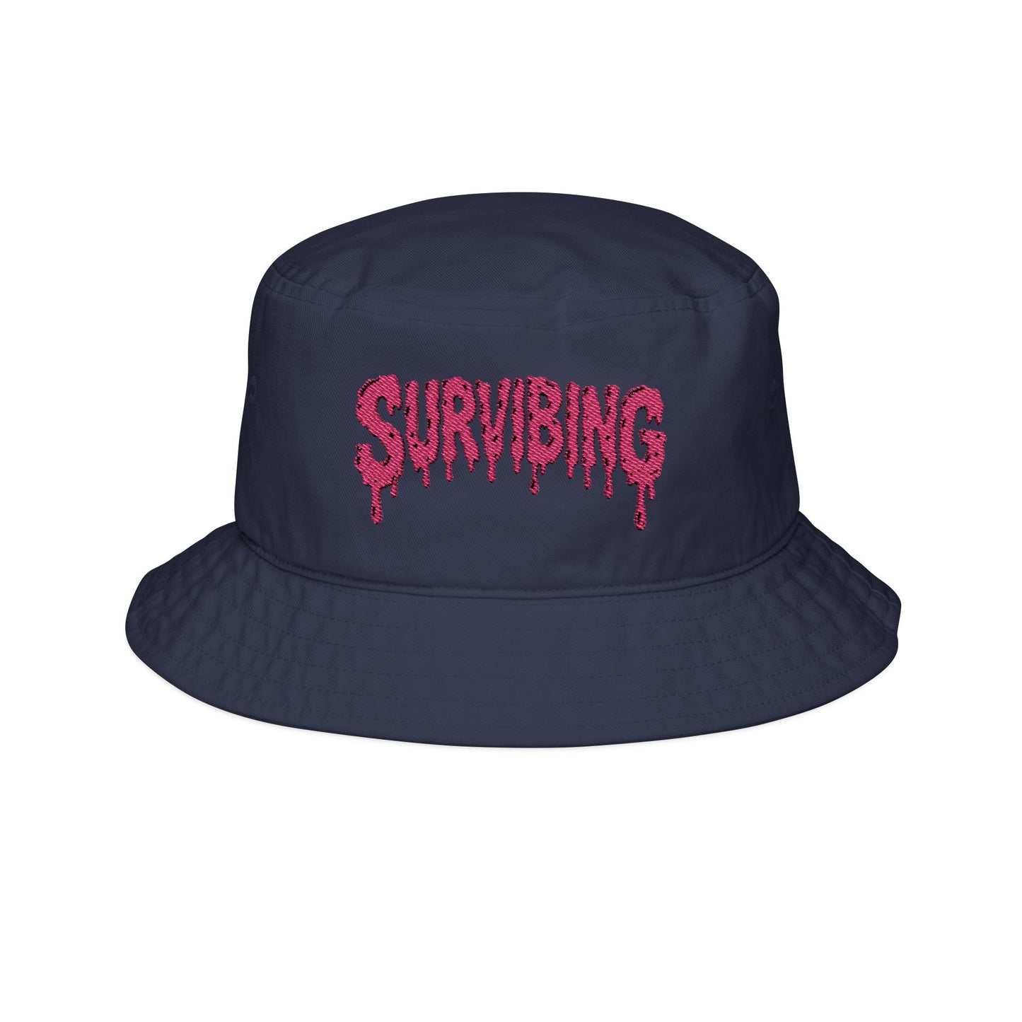 Survibing Pink Embroidered Bucket Hat for Casual Style